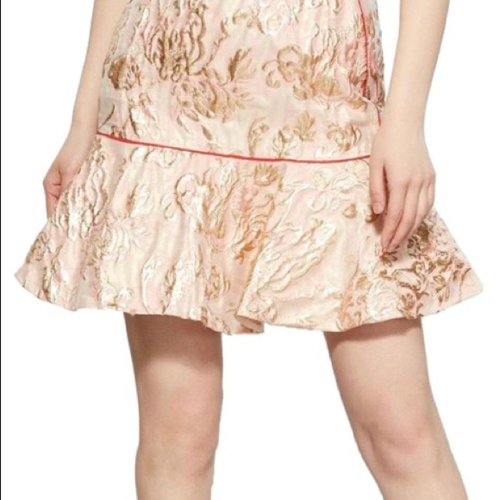 Sandro brocade golden ruffle mini skirt NWT